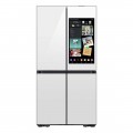 Samsung - Bespoke 23 Cu. Ft. 4-Door Flex French Door Counter Depth Refrigerator with AI Family Hub+ and AI Vision Inside - White Glass