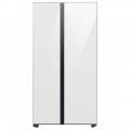 Samsung - Open Box BESPOKE Side-by-Side Counter Depth Smart Refrigerator with Beverage Center - White Glass