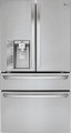 LG - 22.7 Cu. Ft. Counter-Depth 4-Door French Door Refrigerator with Thru-the-Door Ice and Water - Stainless steel