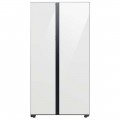 Samsung - Open Box BESPOKE Side-by-Side Smart Refrigerator with Beverage Center - White Glass
